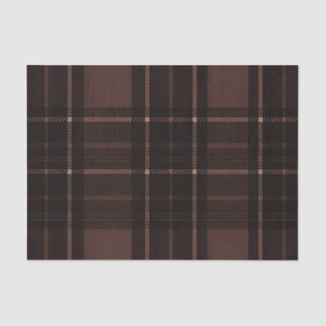 Chocolate Brown Tartan Tissue Paper (Front)