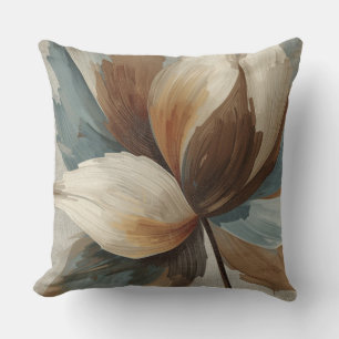 Chocolate Brown Teal Blue Cocoa Rustic Floral Throw Pillow
