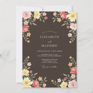 Chocolate Brown Vivid Meadow Wedding Invitation