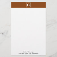 Chocolate Brown White Framed Initial Monogram