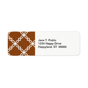 Chocolate Brown Wht Large Fancy Quatrefoil Pattern