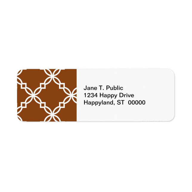 Chocolate Brown Wht Large Fancy Quatrefoil Pattern (Front)