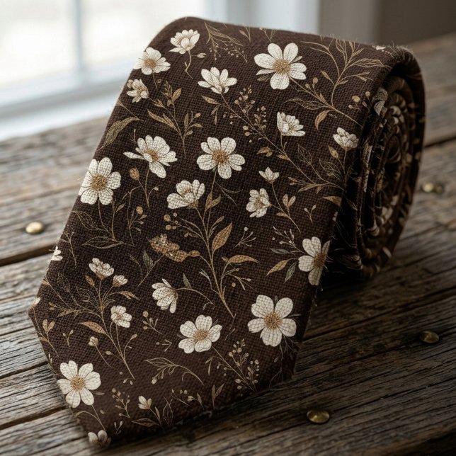 Chocolate Brown Wildflower  Tie (Creator Uploaded)