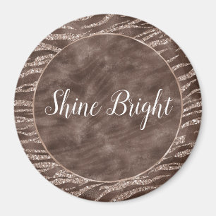 Chocolate Brown Zebra Glitter Peach Frame         Magnet