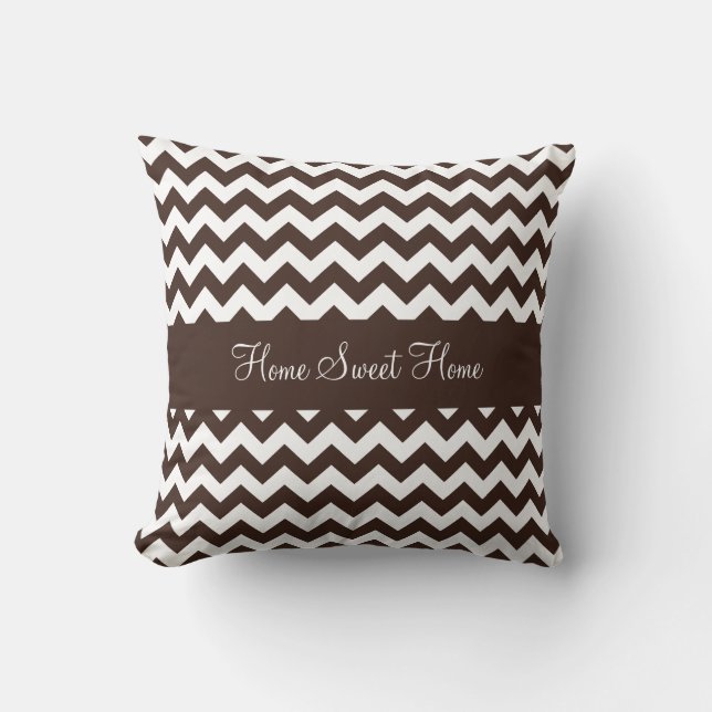 Chocolate Brownie Brown Chevron Throw Pillow (Front)