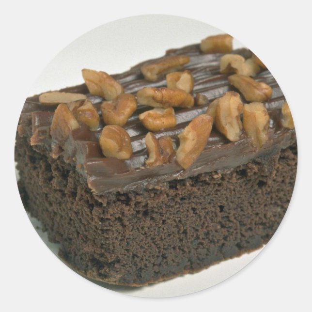 Chocolate brownie cake for food lovers classic round sticker (Front)