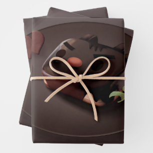 Chocolate Brownie Illustration Wrapping Paper Sheet
