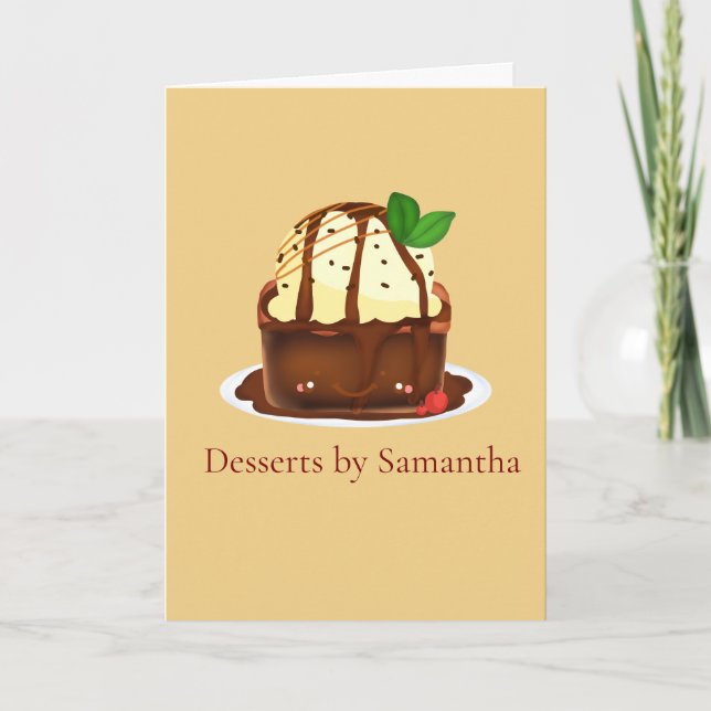 Chocolate Brownie With Vanilla Ice Cream Card (Front)