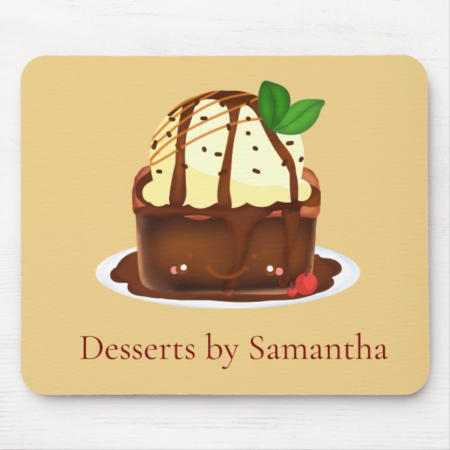 Chocolate Brownie With Vanilla Ice Cream Mouse Pad (Front)