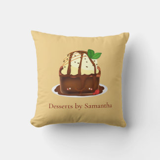 Chocolate Brownie With Vanilla Ice Cream Throw Pillow