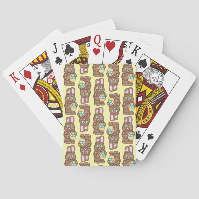 Chocolate Bunnies - Yellow Playing Cards (Back)