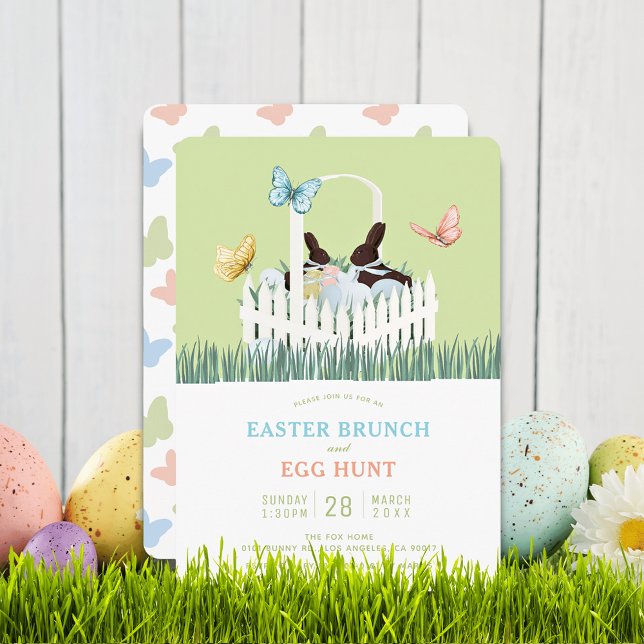 Chocolate Bunny Easter Brunch Egg Hunt Invitation (Creator Uploaded)