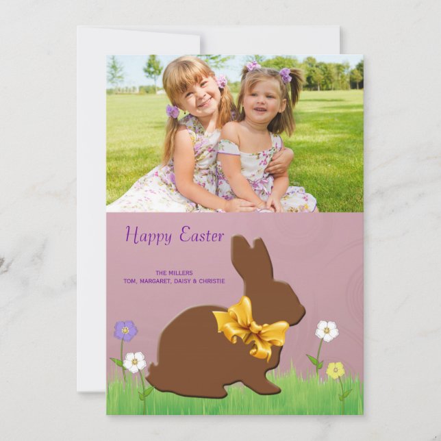 Chocolate Bunny Photo Easter Card (Front)