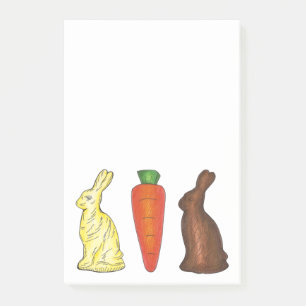 Chocolate Bunny Rabbit Carrot Easter Candy Post-it Notes