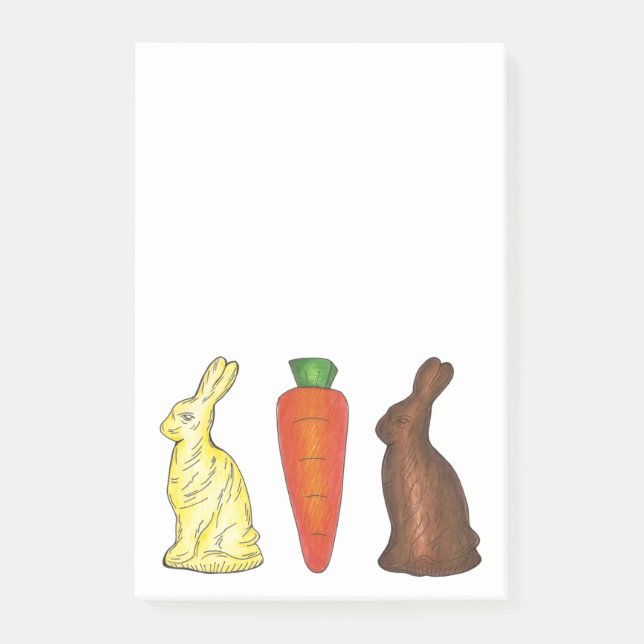 Chocolate Bunny Rabbit Carrot Easter Candy Post-it Notes (Front)