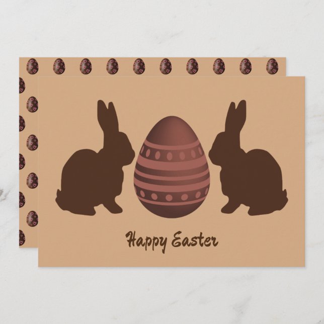 Chocolate Bunny Rabbit Happy Easter  Holiday Card (Front/Back)