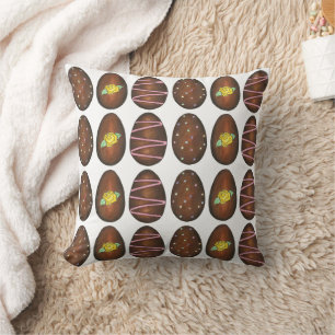 Chocolate Buttercream Candy Eggs Easter Basket Throw Pillow