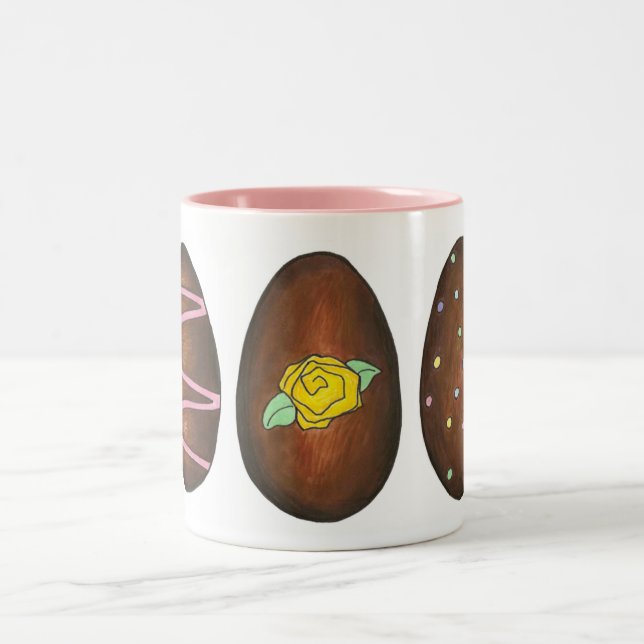Chocolate Buttercream Easter Basket Egg Candy Two-Tone Coffee Mug (Center)