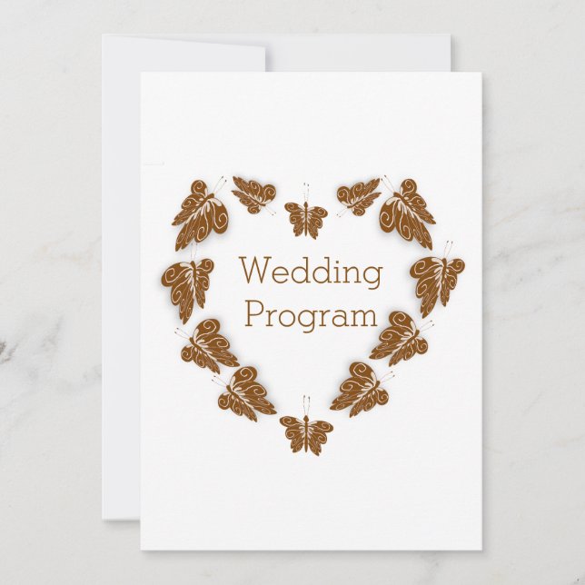 Chocolate Butterflies Design Wedding Program (Front)