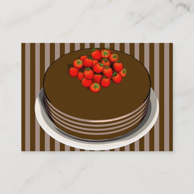 Chocolate Cake & Berries Business Cards (Front)