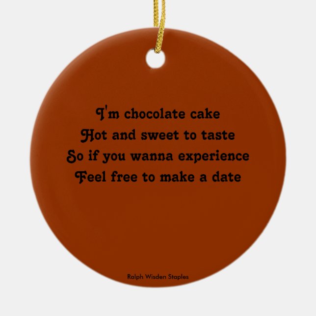 Chocolate cake ceramic ornament (Front)