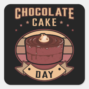 Chocolate Cake Day Candy Sweet Cocoa Gift Idea Square Sticker
