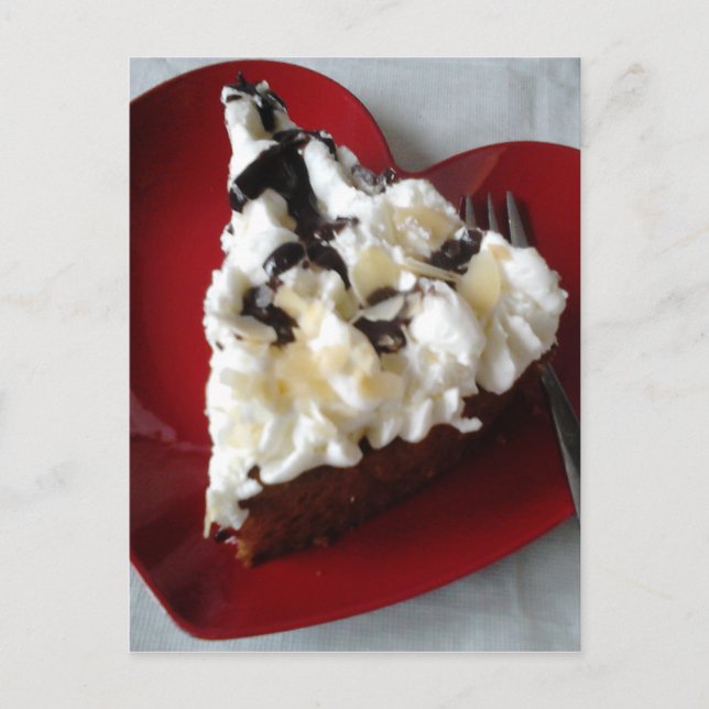 Chocolate Cake Heart Plate Postcard (Front)