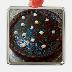 Chocolate cake metal ornament
