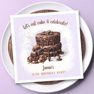 Chocolate Cake Purple Brown 30th Birthday Party Napkin