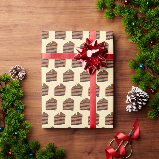 Chocolate Cake Slice  Wrapping Paper (Holiday Gift)