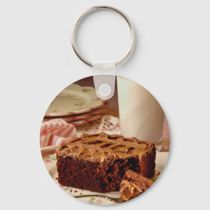 Chocolate cake square keychain