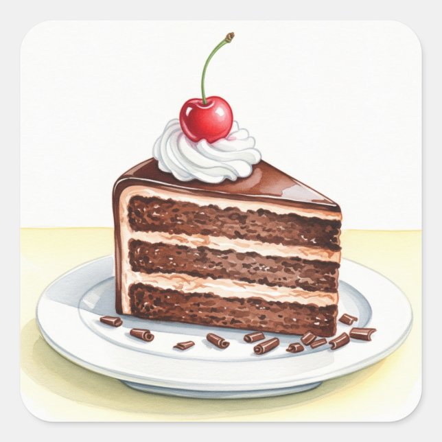 Chocolate Cake Square Sticker (Front)