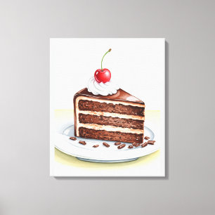 Chocolate Cake Stretched Canvas Wall Art