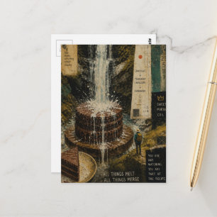 Chocolate Cake Waterfall Surreal Mixed Media  Postcard