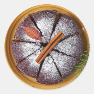 Chocolate Cake with Powdered Sugar Stickers