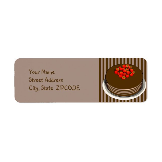 Chocolate Cake with Strawberries Address Labels (Front)
