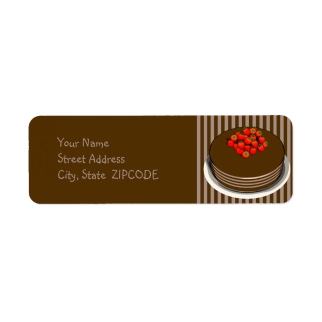 Chocolate Cake with Strawberries Address Labels (Front)