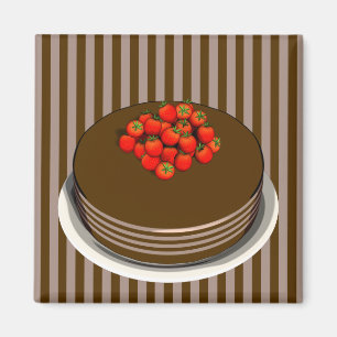 Chocolate Cake with Strawberries Magnet