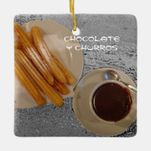 Chocolate Caliente con Churros Ceramic Ornament