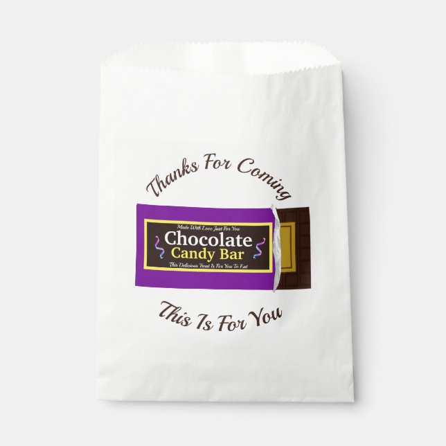 Chocolate Candy Bar Thank You Party Favour Bag (Front)