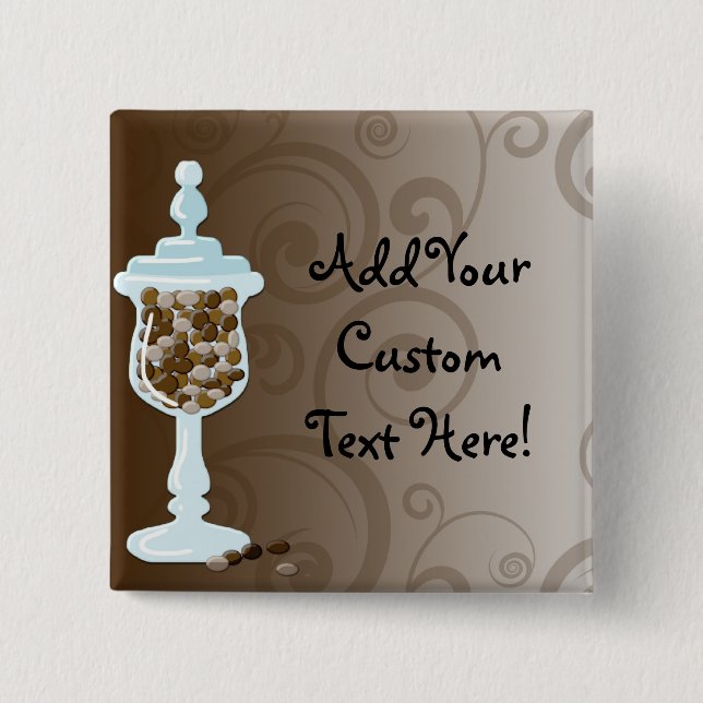 Chocolate Candy Buffet Bar, Urn of Sweets 2 Inch Square Button (Front)