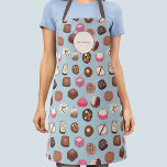 Chocolate Candy Confectionery Custom Name Apron<br><div class="desc">Delicious chocolate and candy confectionery pattern full of sweet treats and temptations!
Customize by changing the text and background colour.</div>