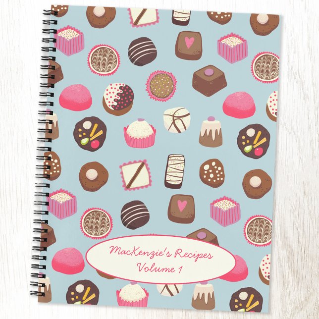 Chocolate Candy Confectionery Custom Recipe Notebook (Chocolates and sweet treats personalized recipe book)