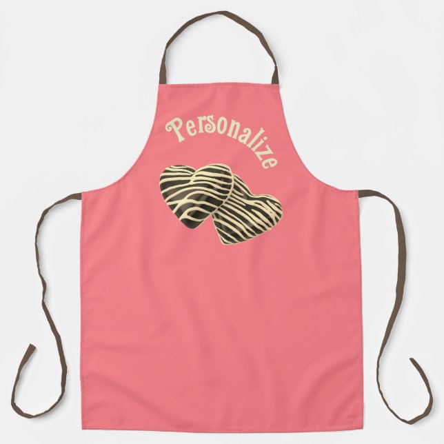 Chocolate candy heart coral pink cute love apron (Front)