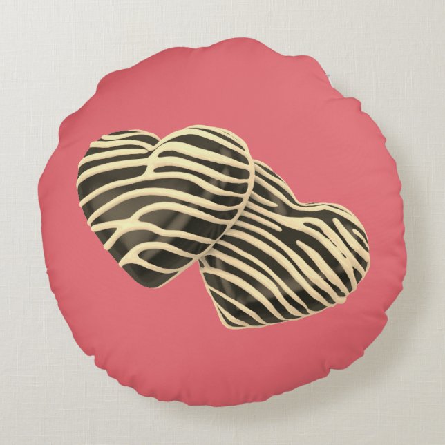 Chocolate candy hearts cute pink love round pillow (Back)