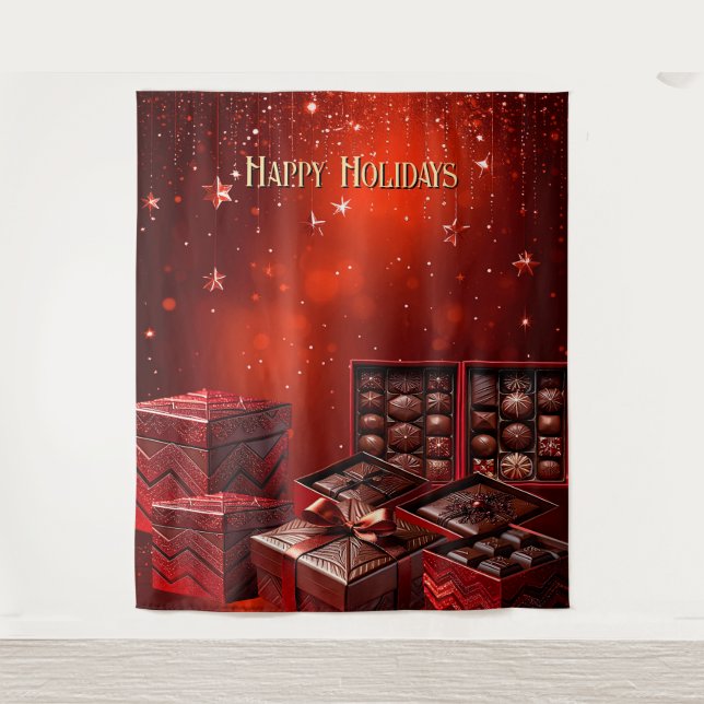 Chocolate Candy Holiday Backdrop Tapestry (Front)