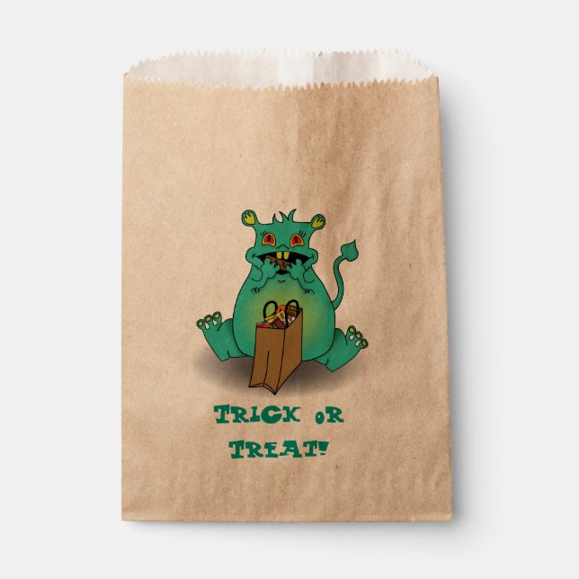 Chocolate Candy Monster Favour Bag (Front)