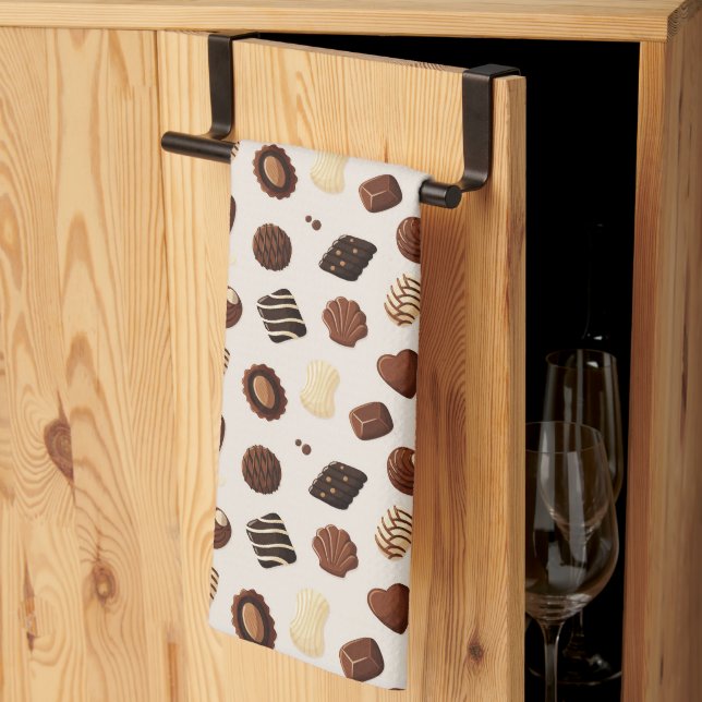 Chocolate candy pattern kitchen towel (Thirds Fold)
