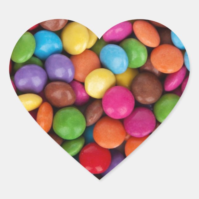 Chocolate candy rainbow colour heart sticker (Front)