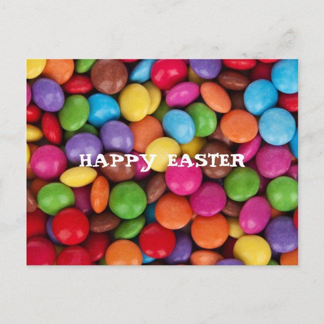 Chocolate candy rainbow colour holiday postcard (Front)